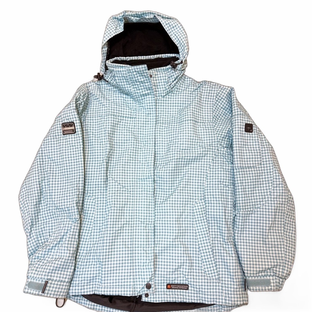 Blue and White Checkered Hooded Jacket